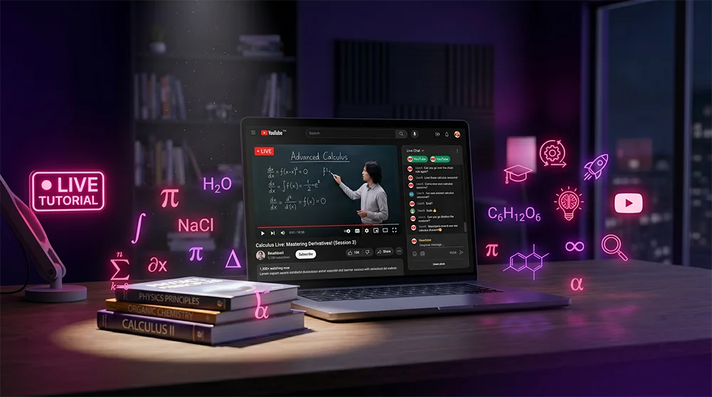 Educational tutorial channel setup for 24/7 live streaming courses and lessons